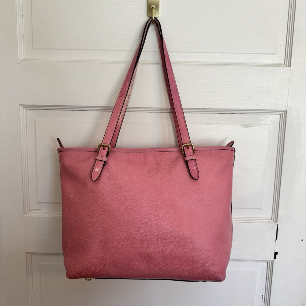 Coach Bubblegum Pink Pebbled Leather Taylor Shoulder Tote Bag Purse CC395 Cute - Picture 2 of 12